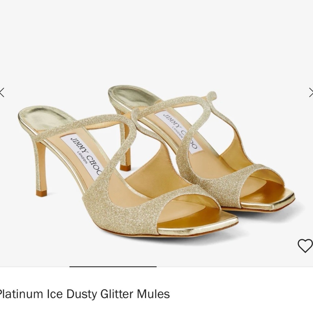 Jimmy Choo Platinum Ice Glitter Open-Toe Mules